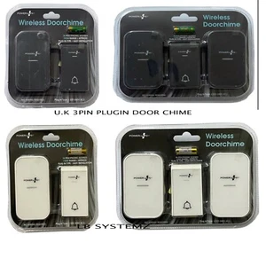 wireless plugin door chime double/single black/white new PLUGIN 3PIN U.K PLUG - Picture 1 of 6