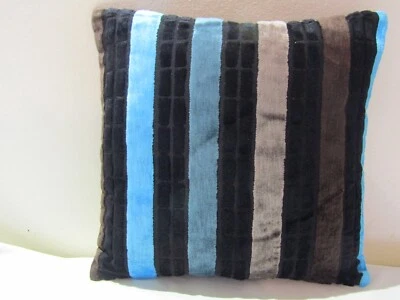 Designers Guild Striped Fabric Giordano Turquoise Cushion Covers - Image 1 of 4