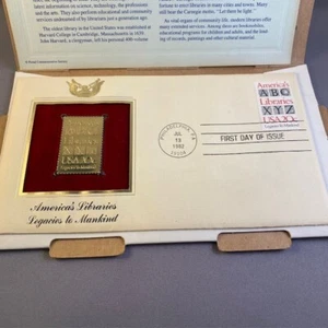 S01-5088 America's Libraries 1982 Gold Stamp Replica FDC First Day Cover 1980s - Picture 1 of 6
