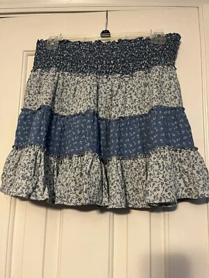 NEW American Eagle Women’s Blue Floral Ruffle Skirt Size M - Изображение 1 из 4