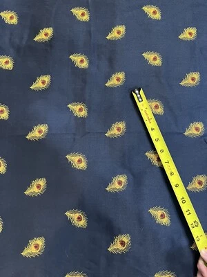 Tecido jacquard rayon penas de pavão brocado azul royal vendido por jarda - Imagem 1 de 4