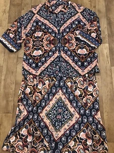 Conjunto Blusa y Falda Midi Colección M&S Multicolor Estampado Floral Conjunto UK18L A39 - Imagen 1 de 12