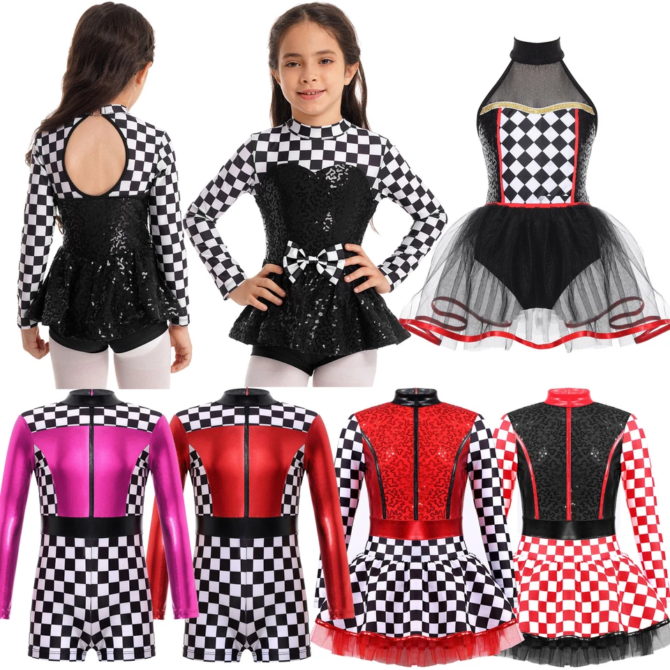 Girl Sequins Ballet Dance Dress Leotards Modern Jazz Latin Racer Cosplay Costume - Image 1 of 2