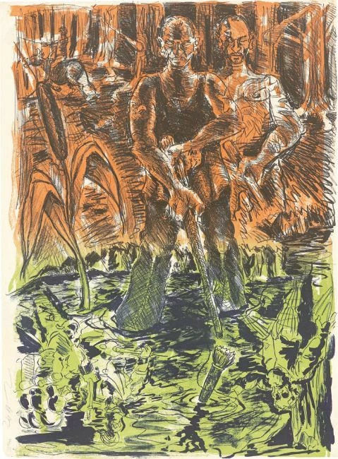 Jörg Immendorff handsigniert nummeriert große Farblithografie auf Arches-Velin - Bild 1 von 2