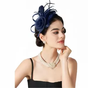 Women Cocktail Party Fascinator Derby Hat Wedding Church Kentucky Formal Mesh - Picture 1 of 21