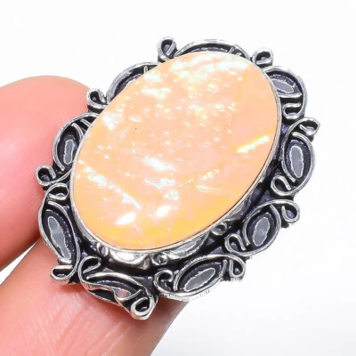 Anillo triplete de piedras preciosas de ópalo de fuego de plata de ley 925 talla 7 i716 Foto 1 de 4