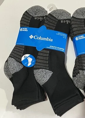 Columbia 6 pares de calcetines deportivos de corte cuarto para hombre negros/grises Foto 1 de 4