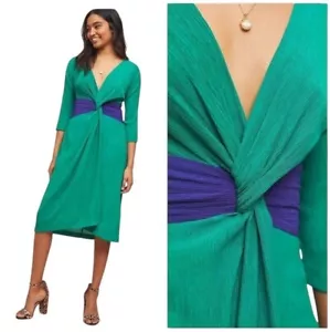 Anthropologie Moulinette Soeurs Textured Esme Knotted Dress Midi - Size 6P - Picture 1 of 7