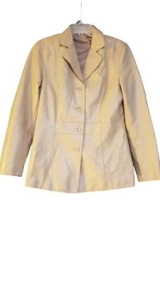 Chaqueta de cuero Caslon de cordero suave para mujer talla S Blazer 4 botones frente punto de cruz Foto 1 de 4