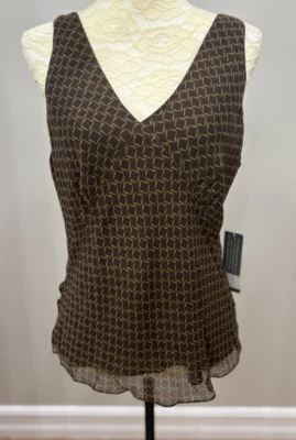 Top de seda Y2K Josephine Chaus Babydoll talla 12 hadas años 90 grunge marrón cuello en V Foto 1 de 4