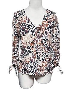 LaRoque Original 3/4 Sleeve Silk Pullover Animal Print Blouse Size Small - Picture 1 of 5