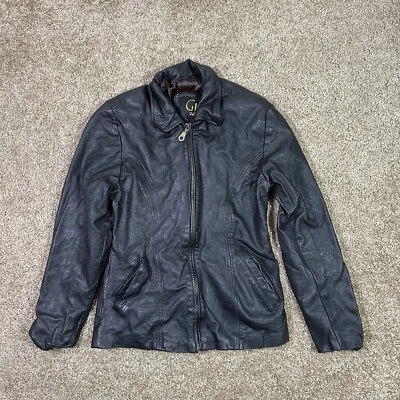 Chaqueta de cuero vintage Gia Pelle para mujer talla M con cremallera abrigo de motociclista Foto 1 de 4