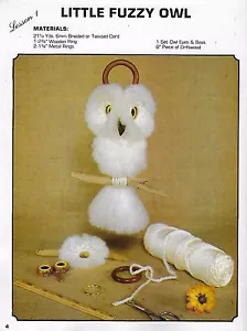 Easy Beginner Quick Short Macrame Owl Pattern in Macrame School House SH1 Book - Picture 1 of 9