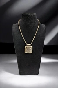 9.282 Vintage necklace, silver tone, large pendant, Chicos - Picture 1 of 5