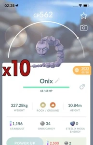 10x Onix Pokemon Bundle !! Good Chance of Lucky and Good IVs !! Go - Picture 1 of 1