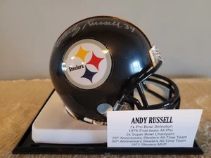 ANDY RUSSELL 34 71 MVP PITTSBURGH STEELERS SIGNED MINI HELMET TRISTAR COA - Picture 1 of 4