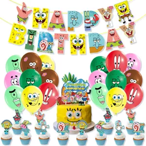 Spongebob Theme Party Set Party Supplies Kids Birthday Decoration Cake Toppers - Picture 1 of 5