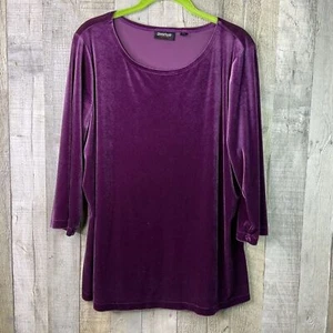 Avenue Stretch Größe 18/20 Velours Rundhalsausschnitt Top mit 3/4 Ärmeln - Bild 1 von 5