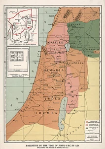 1912 Palestina en el tiempo de Jesús, 4 a.C.-30 d.C. Mapa Israel Tierra Santa Póster - Imagen 1 de 13