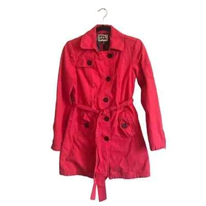 Volcom S trench coat with belt red streetwear classic cool alternative punk - Picture 1 of 9
