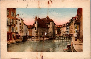 Vintage Postcard-ANNECY- Le Thioux et le Palais de l'ile 1930 Postmark - Picture 1 of 2