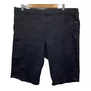 Autograph Denim Shorts Size 18 Black Elastic Waist Pull On - Picture 1 of 7