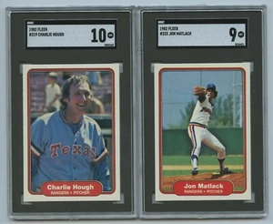 1982 Fleer #319 Charlie Hough SGC 10 GEM MINT and #323 Jon Matlack SGC 9 MINT - Picture 1 of 2