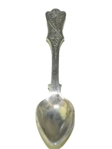 ANTIQUE ART NOUVEAU STERLING SILVER SALT SPOON WITH ENGRAVED DESIGN - Picture 1 of 6