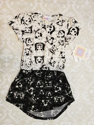 Vestido túnica LuLaRoe 2 2T niña Mae negro blanco gatito gatito gatos NUEVO Foto 1 de 4