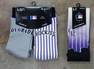 Colorado Rockies 3 Pack Gift Socks Large Men Logo Sky Home Away Uniform Jersey - Picture 1 of 1