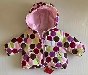 NWT Gymboree Dots of Fun 6-12 Months Polka Dot Fleece Lined Puffer Jacket Coat - Picture 1 of 2