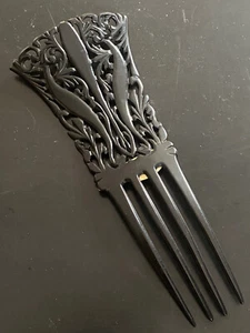 DEUTSCHLAND Haarkamm Steckkamm Horn-Imitat Hair Comb Handarbeit Trauerschmuck - Bild 1 von 5