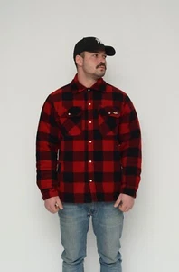 Dickies Men's Red Flannel Plaid Button Up Sherpa Jacket Size M - Picture 1 of 18