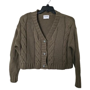 Cardigan donna Callahan x Revolve misto cotone maglia grossa cropped taglia small - Foto 1 di 13