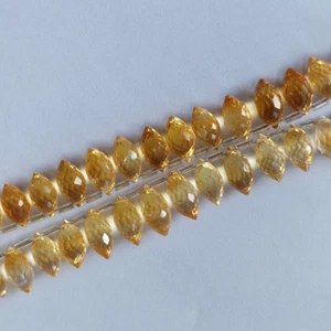 8" strand Natural Citrine Faceted Dew Drop Briolette 5.5x10.5-8x16 Mm - Picture 1 of 10