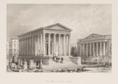 WILLMORE (*1814) nach ALLOM (*1804), Maison Carrée in Nîmes, Sst. Romantik - Bild 1 von 4