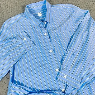 Gap подпоясанный туника блузка синий в полоску размер маленький отличном состоянии - Изображение 1 из 4