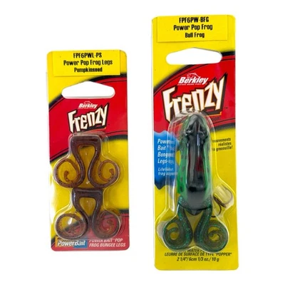 BERKLEY FRENZY POWER POP FROG 钓鱼诱饵和动力流行 FROG 腿 • 公牛 FROG — 第 1/3 张图片