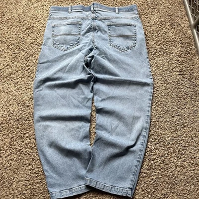 Duke Haband 经典蓝色牛仔裤 38 S 款直筒 Y2K 户外时尚 — 第 1/4 张图片