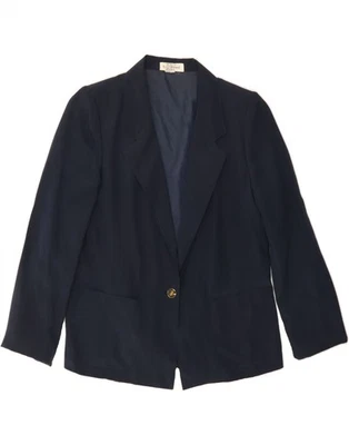 LOUIS FERAUD Womens 1 Button Blazer Jacket IT 46 Large Navy Blue CV01 - Image 1 of 3