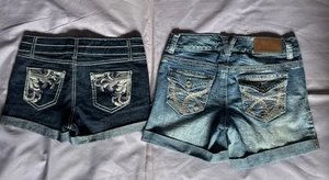 Ariya Jean Shorts Womens Junior Size 3/4 Blue Stretch Distressed Girls 14 Vanila - Picture 1 of 2