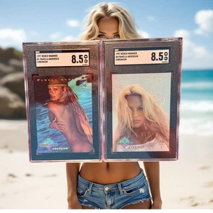 1997 Bench Warmer Chromium Pamela Anderson #1 and #4 SGC 8.5 WOW! The Naked Gun - Picture 1 of 2