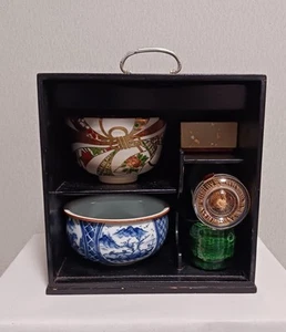 Juego de ceremonia del té japonés 8 piezas utensilios chabako estilo vintage artículo de colección - Imagen 1 de 11