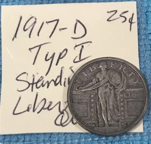 1917-D Standing Liberty Silver Quarter Type 1 - Picture 1 of 9