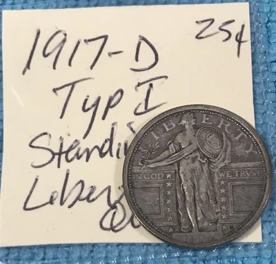 1917-D Standing Liberty Silver Quarter Type 1 - Image 1 of 4
