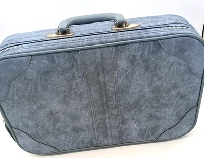 Vintage R.O.C. Small Blue Overnight Travel Bag Suitcase  - Image 1 of 4