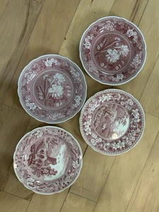 4 Spode Archive Collection Cranberry Dinner Plates - Picture 1 of 10