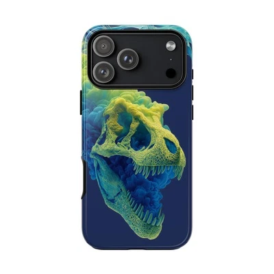 手机墨水保护壳 适用于 iPhone / Galaxy / Pixel – T-Rex 恐龙 绿色 烟雾 — 第 1/4 张图片