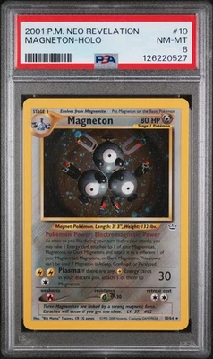 PSA 8 NM-MT Magneton Neo Revelation SWIRL Holo Rare Pokemon Card 10/64 - Image 1 of 2