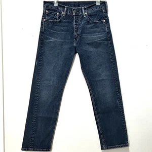 Levi's 505 Jeans Men's 33x29 Regular Fit Straight Leg Whiskered Denim Dark Wash - Picture 1 of 11